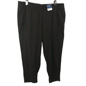 Old Navy Women's Ankle Pants Linen Blend High Rise Pockets Black - XXL  NWT
